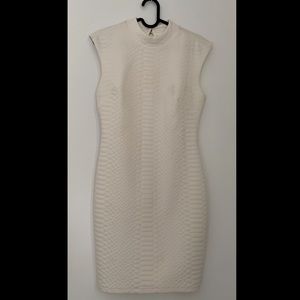 Mock Turtleneck fitted dress, off white, size S